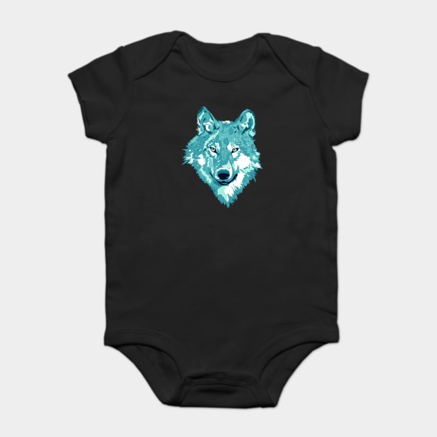 Aqua Lone Wolf Totem Animal Spirit Guide Cheeky Witch Baby Bodysuit by Cheeky Witch